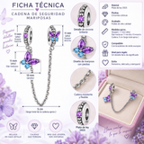 Cargar imagen en la galería, Charm Cadena De Seguridad De Mariposas Moradas Con Azul