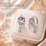 Cargar imagen en la galería, Aretes Corazones Tornasol con Estrellas