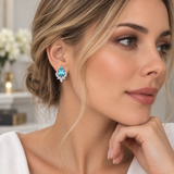 Cargar imagen en la galería, Aretes Gotas Azules Brillantes Con Cristales