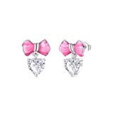 Cargar imagen en la galería, Aretes Corazones Con Moño Rosa