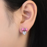 Cargar imagen en la galería, Aretes Corazones Con Moño Rosa