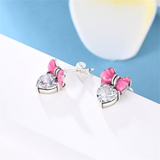 Cargar imagen en la galería, Aretes Corazones Con Moño Rosa