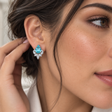 Cargar imagen en la galería, Aretes Gotas Azules Brillantes Con Cristales