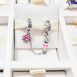 Cargar imagen en la galería, Charm Cadena De Seguridad Flor Rosa Y Flecha