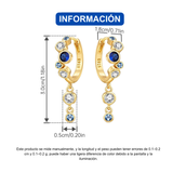Cargar imagen en la galería, Aretes Dorados Con Cristales Azules Brillantes
