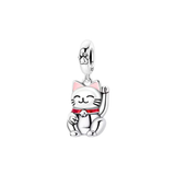 Cargar imagen en la galería, Charm Gato De La Suerte Con Huella De Cristal Rosa