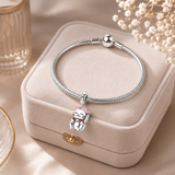 Cargar imagen en la galería, Charm Gato De La Suerte Con Huella De Cristal Rosa