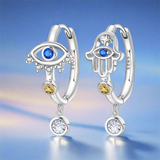 Cargar imagen en la galería, Aretes Ojo Turco Y Hamsa Con Cristales