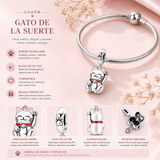 Cargar imagen en la galería, Charm Gato De La Suerte Con Huella De Cristal Rosa