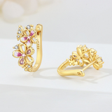 Cargar imagen en la galería, Aretes Arracadas Doradas Con Flores De Cerezo Y Mariposas