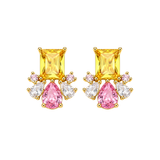 Cargar imagen en la galería, Aretes Cristales Amarillos Con Rosa Brillantes