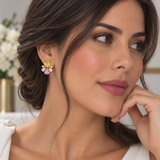Cargar imagen en la galería, Aretes Cristales Amarillos Con Rosa Brillantes