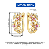 Cargar imagen en la galería, Aretes Arracadas Doradas Con Flores De Cerezo Y Mariposas