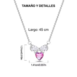 Cargar imagen en la galería, Collar Corazón Rosa Con Moño De Cristal