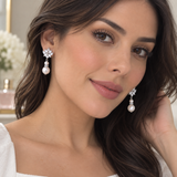 Cargar imagen en la galería, Aretes Largos De Flores Con Cristales Brillantes