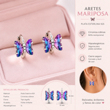 Cargar imagen en la galería, Aretes Mariposas Moradas Tornasol