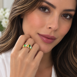 Cargar imagen en la galería, Anillo Dorado Cristales Multi Color