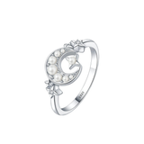 Cargar imagen en la galería, Anillo Media Luna Con Perlas