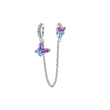 Cargar imagen en la galería, Charm Cadena De Seguridad De Mariposas Moradas Con Azul