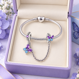 Cargar imagen en la galería, Charm Cadena De Seguridad De Mariposas Moradas Con Azul