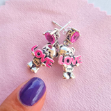 Cargar imagen en la galería, Aretes Largos Osos LOVE y Corazones Rosas