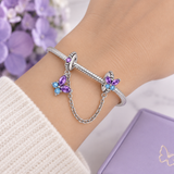 Cargar imagen en la galería, Charm Cadena De Seguridad De Mariposas Moradas Con Azul