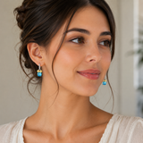 Cargar imagen en la galería, Aretes Rectangulares Azules Con Flores