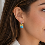 Cargar imagen en la galería, Aretes Rectangulares Azules Con Flores