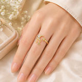 Cargar imagen en la galería, Anillo Media Luna Dorada Con Estrellas