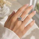 Cargar imagen en la galería, Anillo Ajustable Cristales Azules Y Blancos Facetados