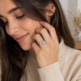 Cargar imagen en la galería, Anillo Ajustable Cristales Azules Y Blancos Facetados