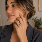 Cargar imagen en la galería, Anillo Ajustable Cristales Azules Y Blancos Facetados