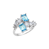 Cargar imagen en la galería, Anillo Ajustable Cristales Azules Y Blancos Facetados