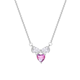 Cargar imagen en la galería, Collar Corazón Rosa Con Moño De Cristal
